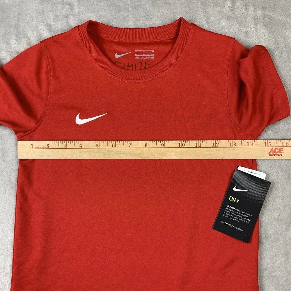 New Nike Soccer Shirt Youth/Child Unisex Medium Red AH5487 Sample - Picture 4 of 7